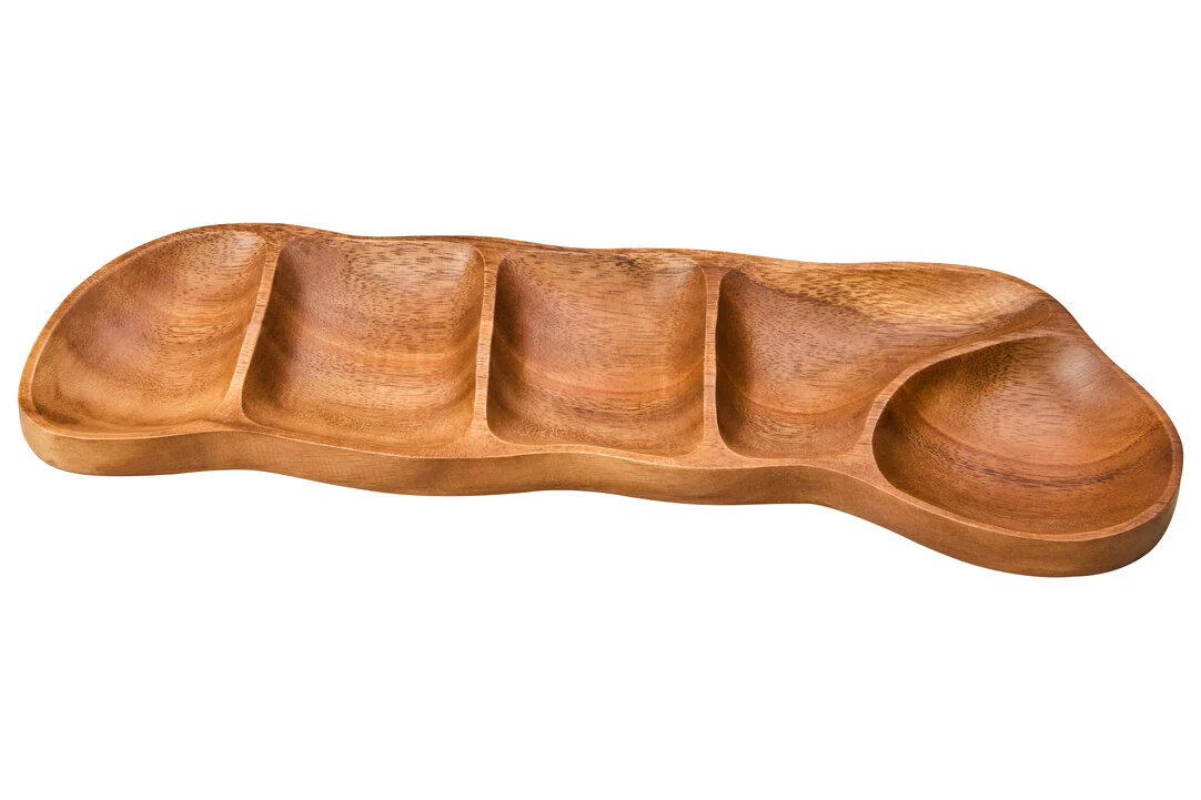 Kora Acacia Wood Five Section Antipasti Dish - Image 2