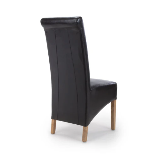 Krista Roll Back Bonded Leather Black Dining Chair - Set Of 2 - Image 2