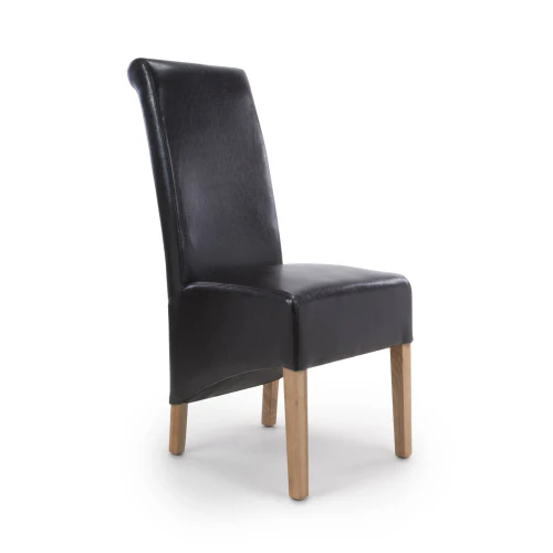 Krista Roll Back Bonded Leather Black Dining Chair - Set Of 2 - Image 9