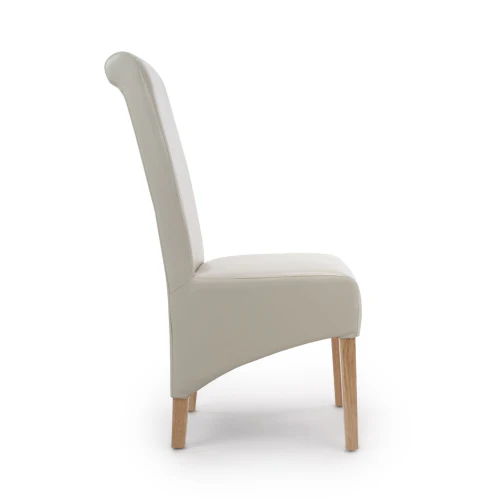 Krista Roll Back Bonded Leather Ivory Dining Chair - Set Of 2 - Image 3