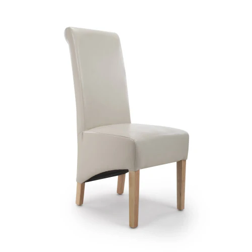Krista Roll Back Bonded Leather Ivory Dining Chair - Set Of 2 - Image 9