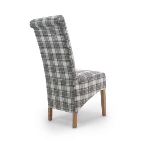 Krista Roll Back Herringbone Check Cappuccino Dining Chair - Set Of 2 - Image 2
