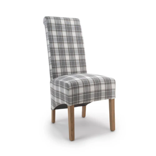 Krista Roll Back Herringbone Check Cappuccino Dining Chair - Set Of 2 - Image 8