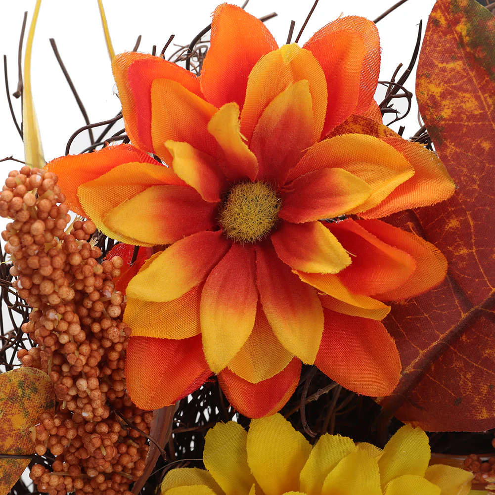 Large Autumn Daisy Maple Leaf Wreath Hanging Decoration - Image 3