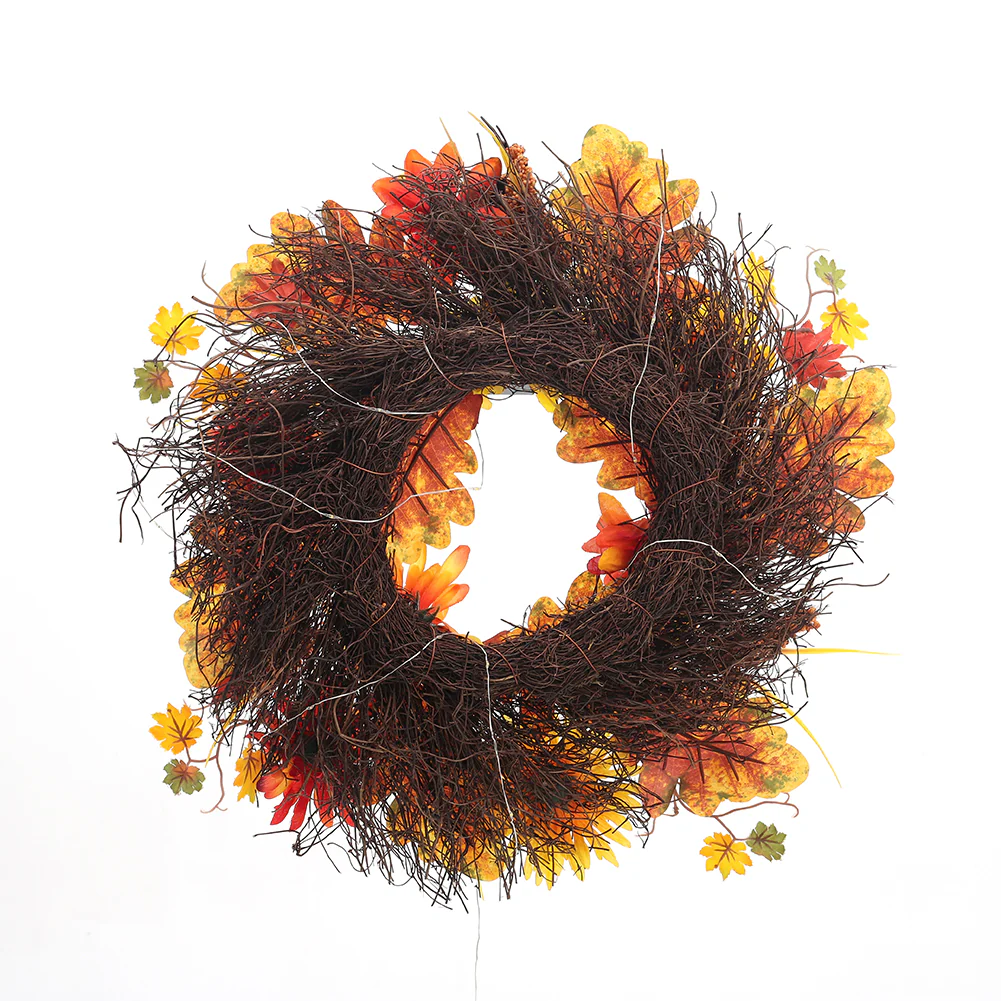 Large Autumn Daisy Maple Leaf Wreath Hanging Decoration - Image 4