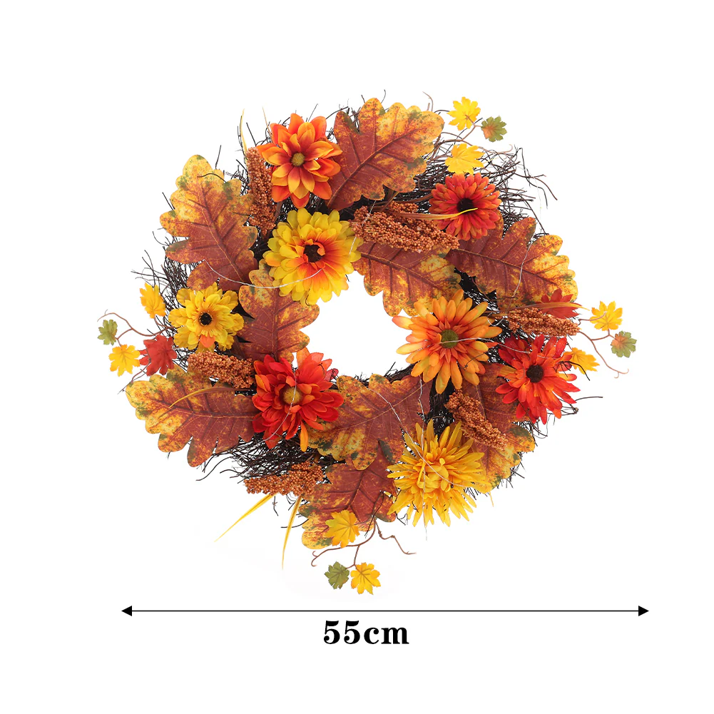 Large Autumn Daisy Maple Leaf Wreath Hanging Decoration - Image 7