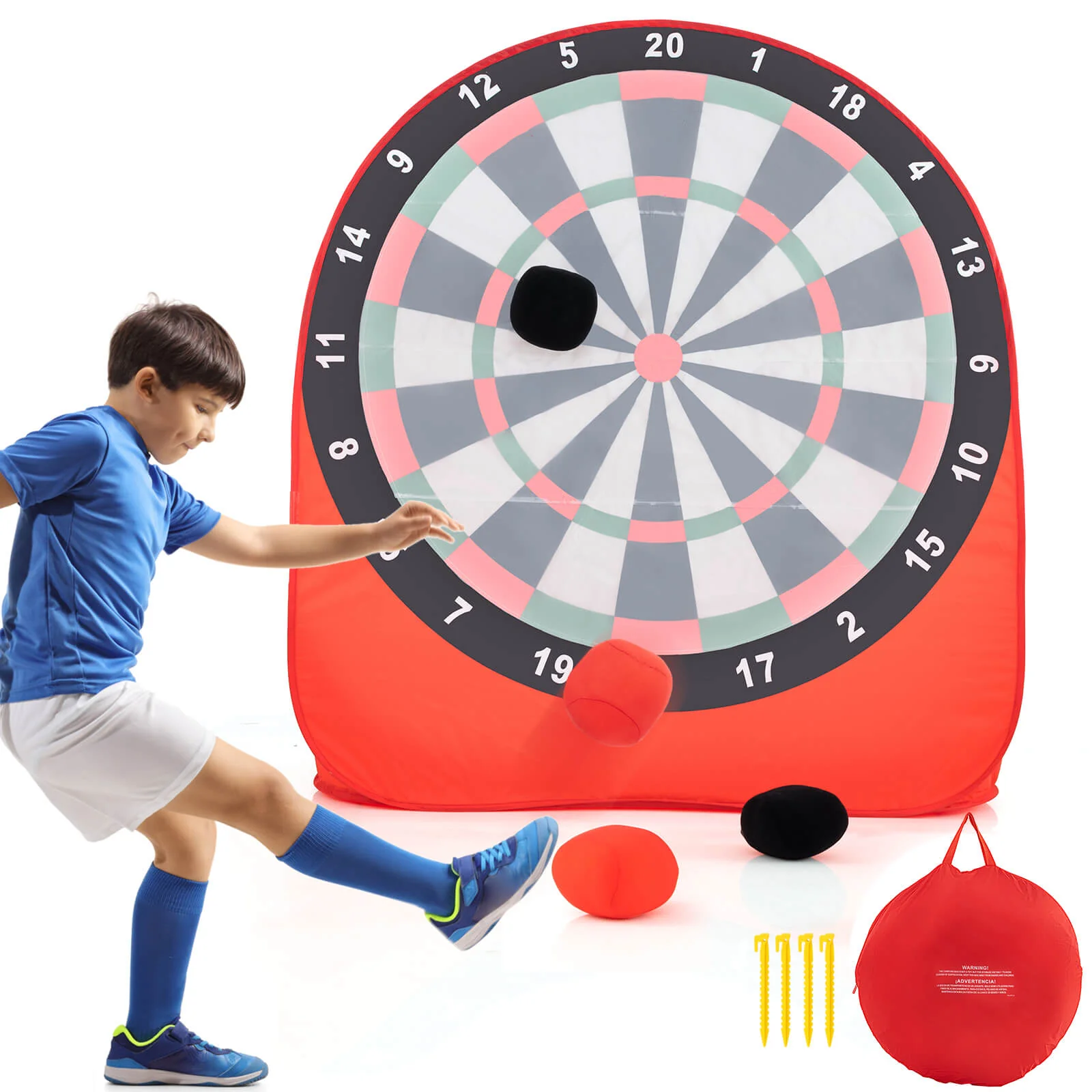 Large Dart Board for Kids Foldable and Portable Dartboard with 4 Kick Balls - Image 11