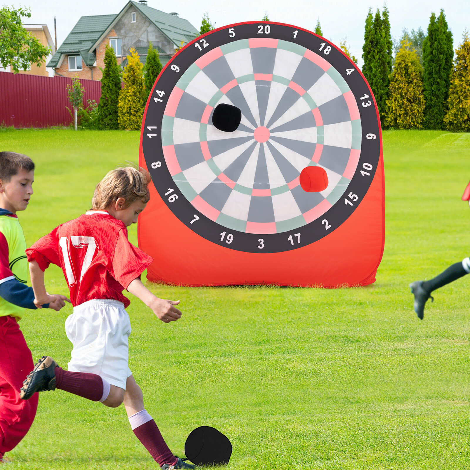 Large Dart Board for Kids Foldable and Portable Dartboard with 4 Kick Balls - Image 13