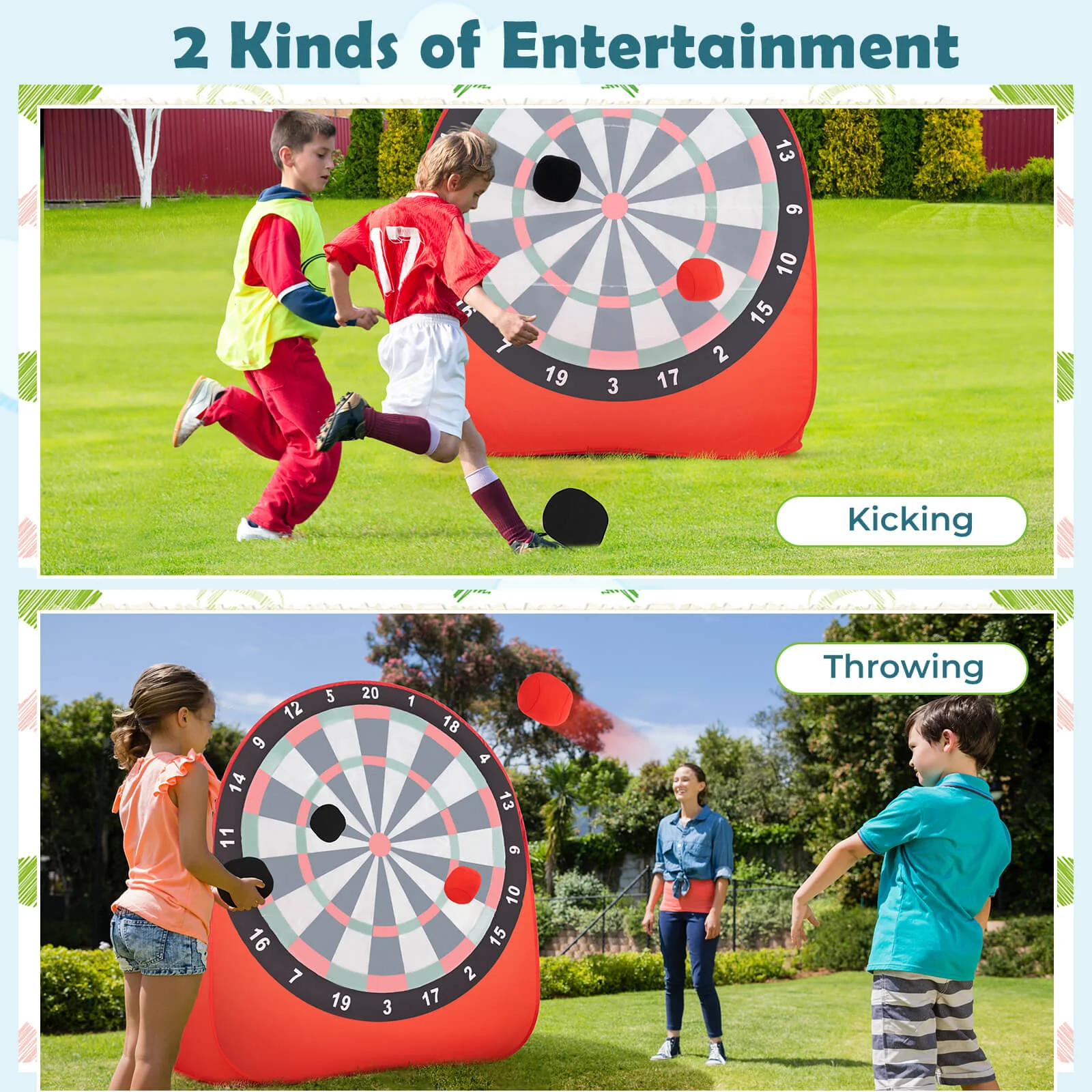 Large Dart Board for Kids Foldable and Portable Dartboard with 4 Kick Balls - Image 17