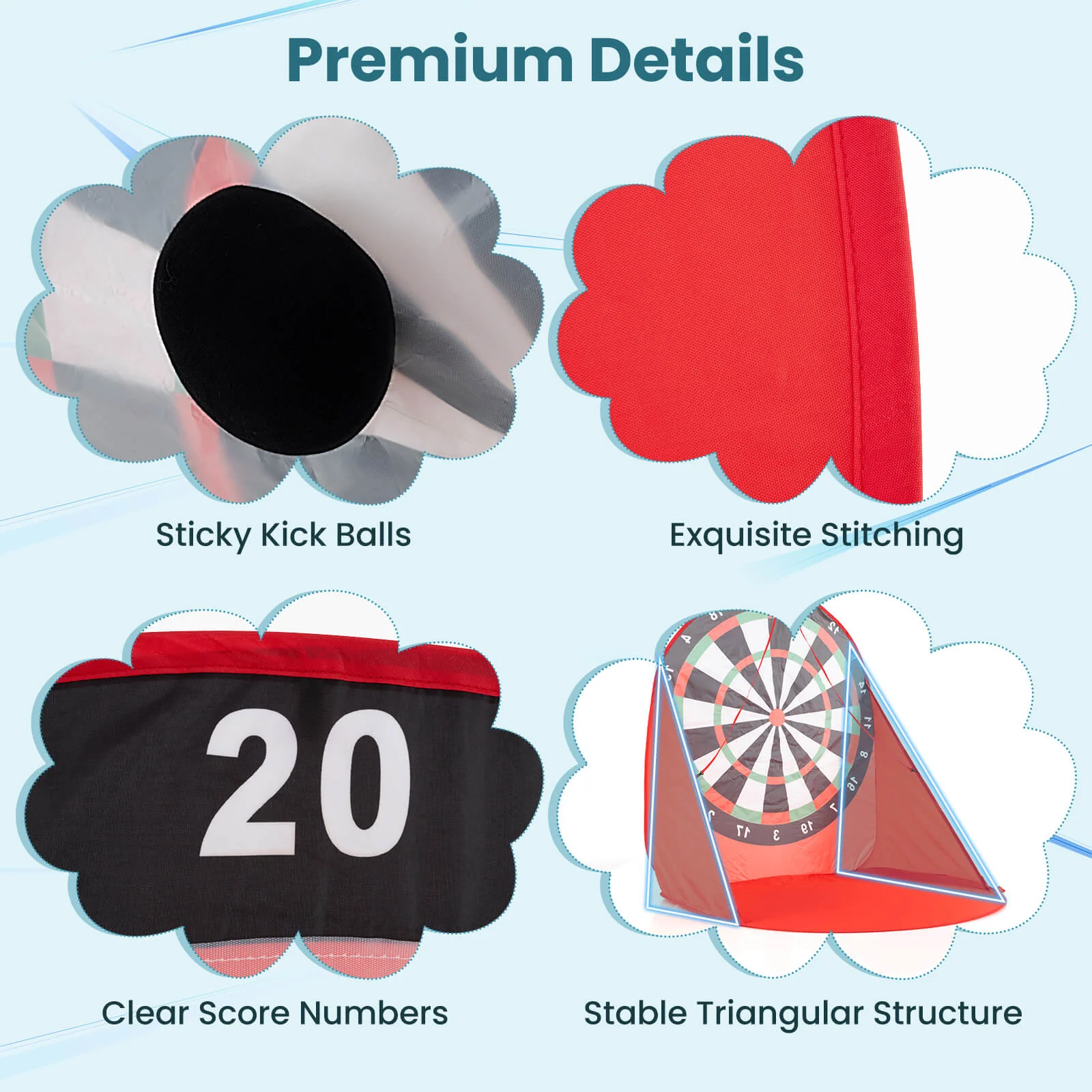 Large Dart Board for Kids Foldable and Portable Dartboard with 4 Kick Balls - Image 18