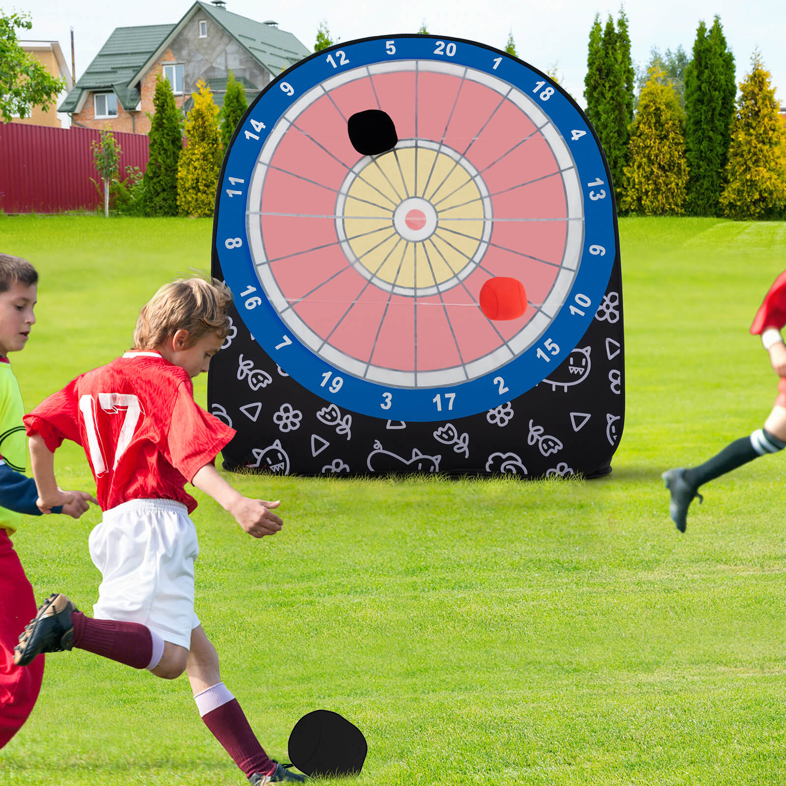 Large Dart Board for Kids Foldable and Portable Dartboard with 4 Kick Balls - Image 2