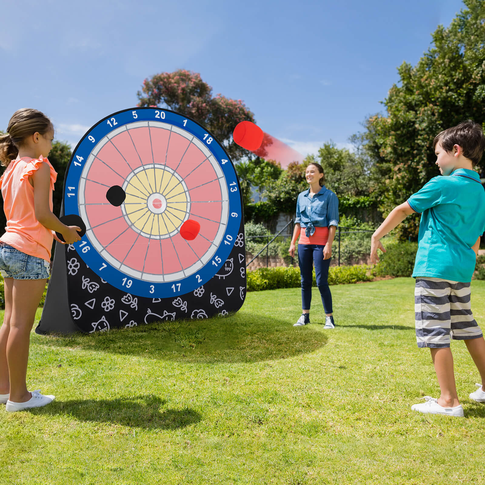 Large Dart Board for Kids Foldable and Portable Dartboard with 4 Kick Balls - Image 3