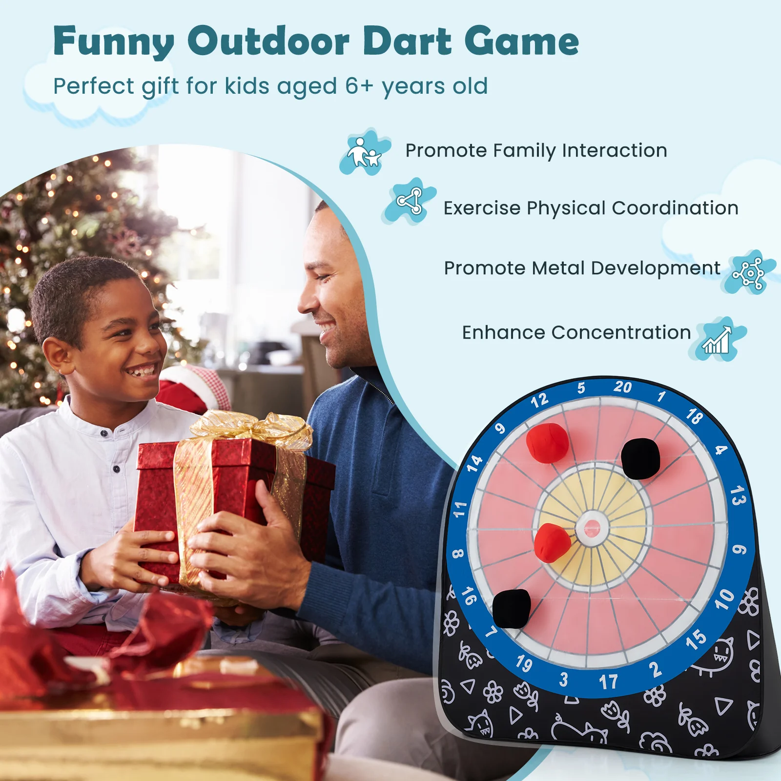 Large Dart Board for Kids Foldable and Portable Dartboard with 4 Kick Balls - Image 7