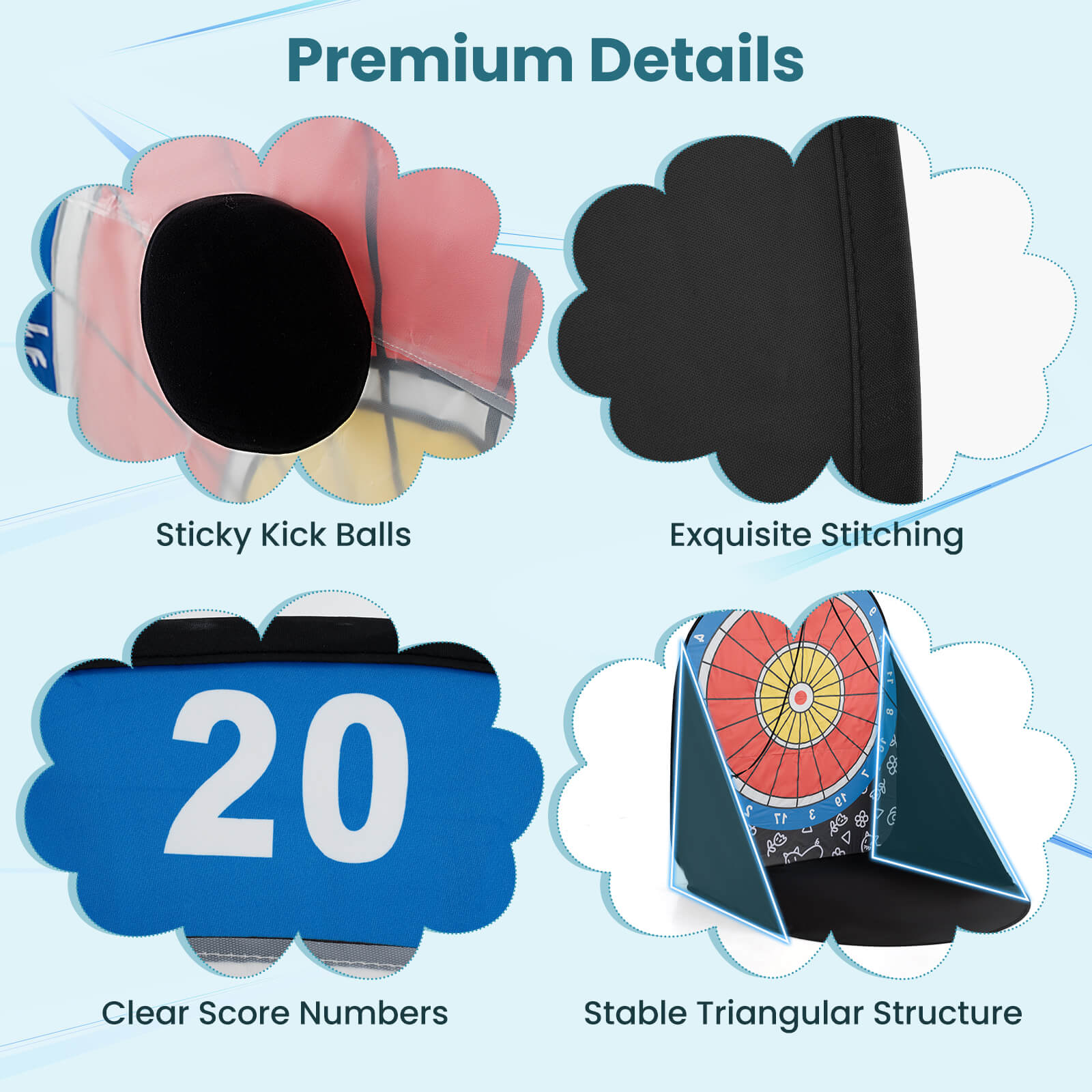 Large Dart Board for Kids Foldable and Portable Dartboard with 4 Kick Balls - Image 8
