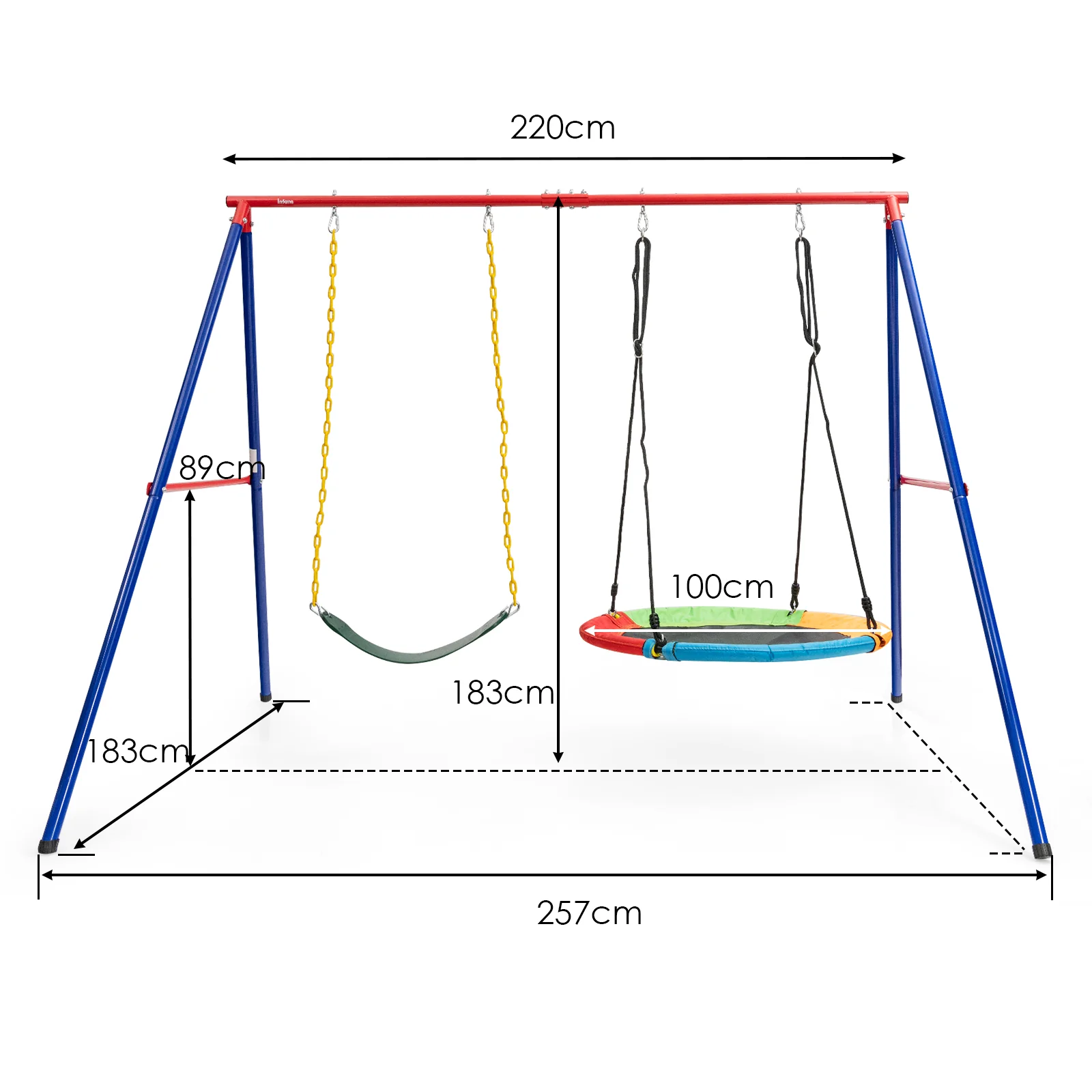 Large Metal Swing Stand with Heavy Duty A-Frame-Red - Image 3