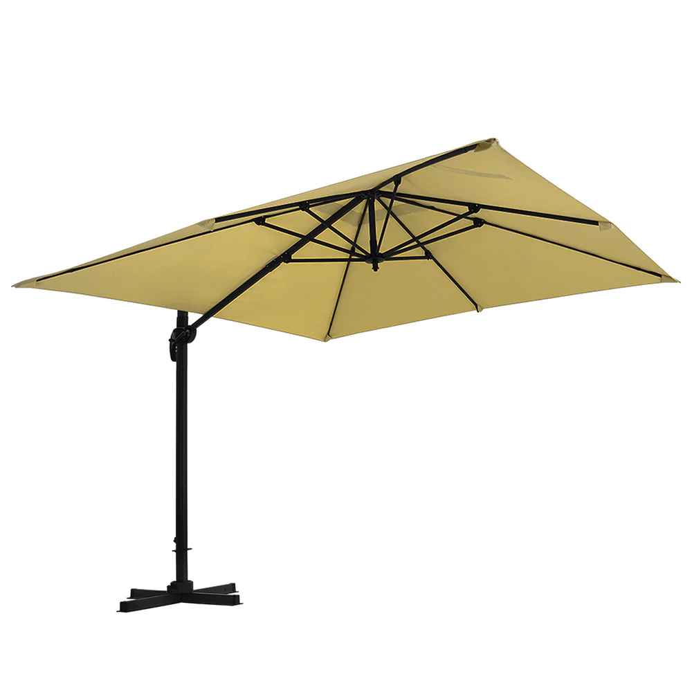 Large Square Canopy Rotating Outdoor Cantilever Parasol With Base - Image 11