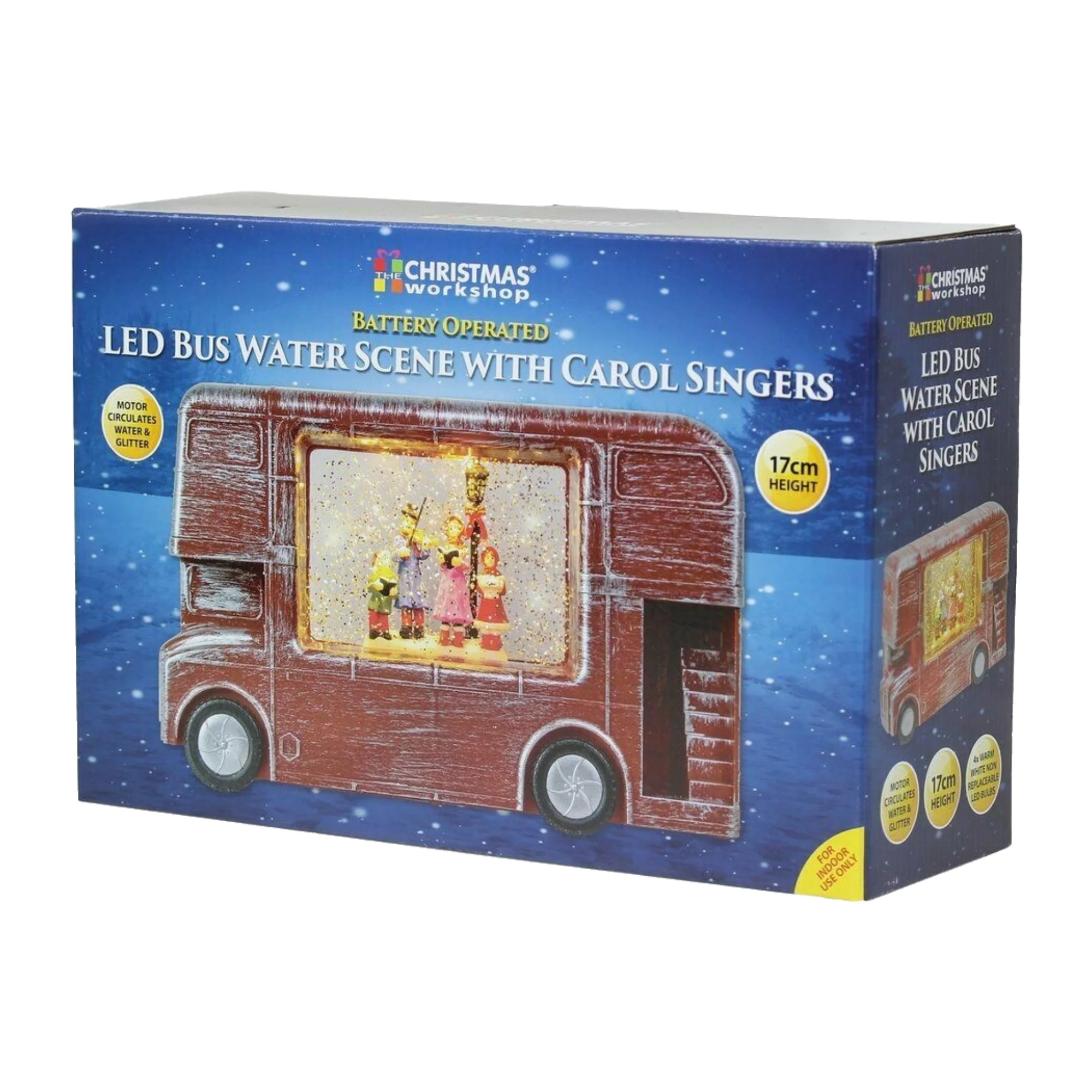 Christmas Workshop LED London Bus Water Scene With Choir