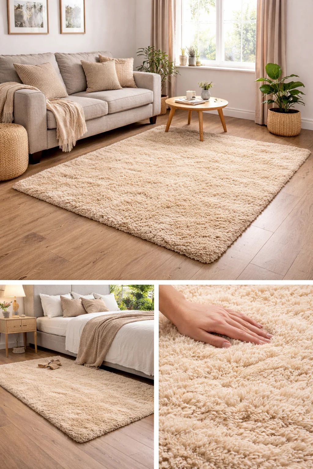 Lewis's Alder Super Soft Faux Fur Rug - Natural (110 X 160cm) - Image 3