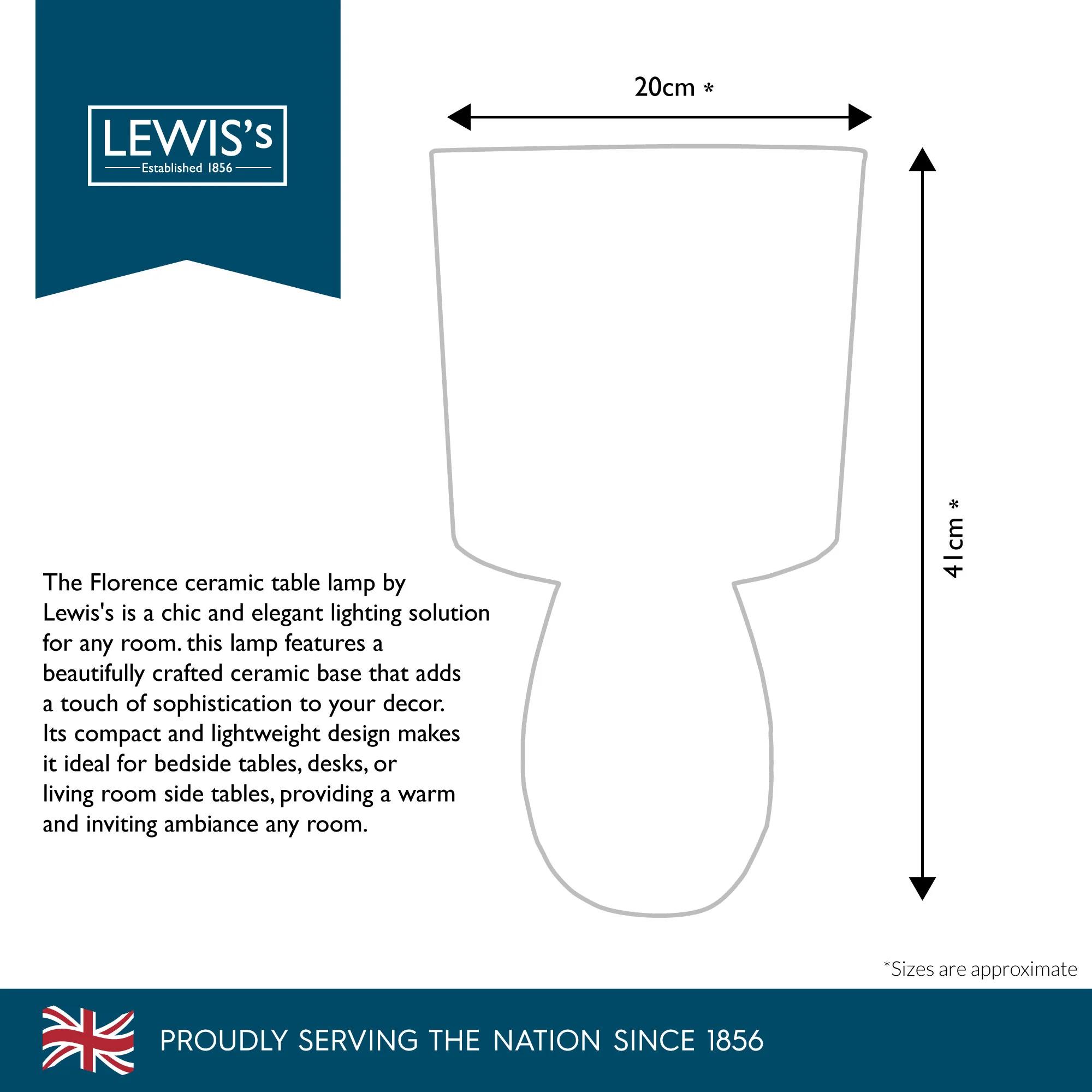 Lewis's Florence Ceramic Table Lamp - Image 9