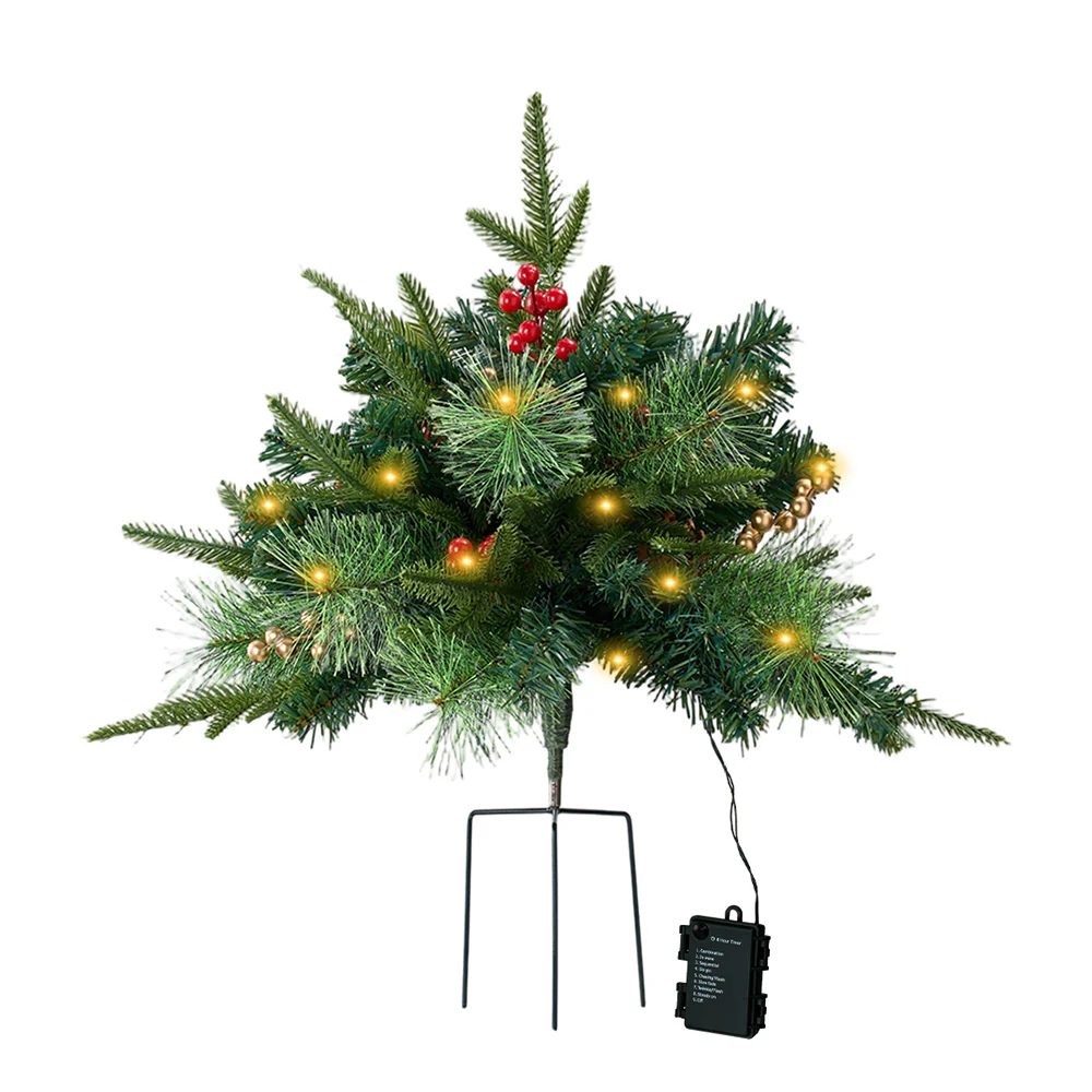 Lifeideas 1 Pack Artificial Christmas Tree Urn Filler Decoration with String Lights - Image 2