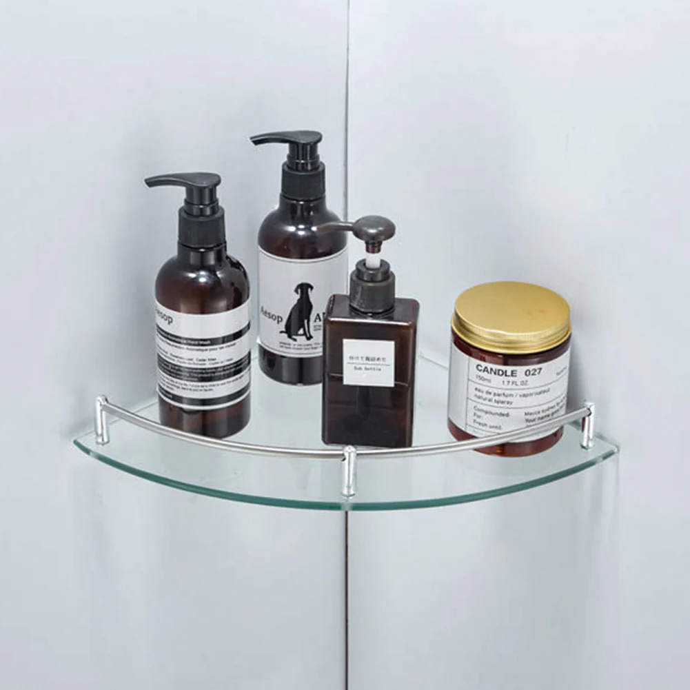 Lifeideas 1 Tier Bathroom Glass Corner Shelf Wall Mounted - Image 2