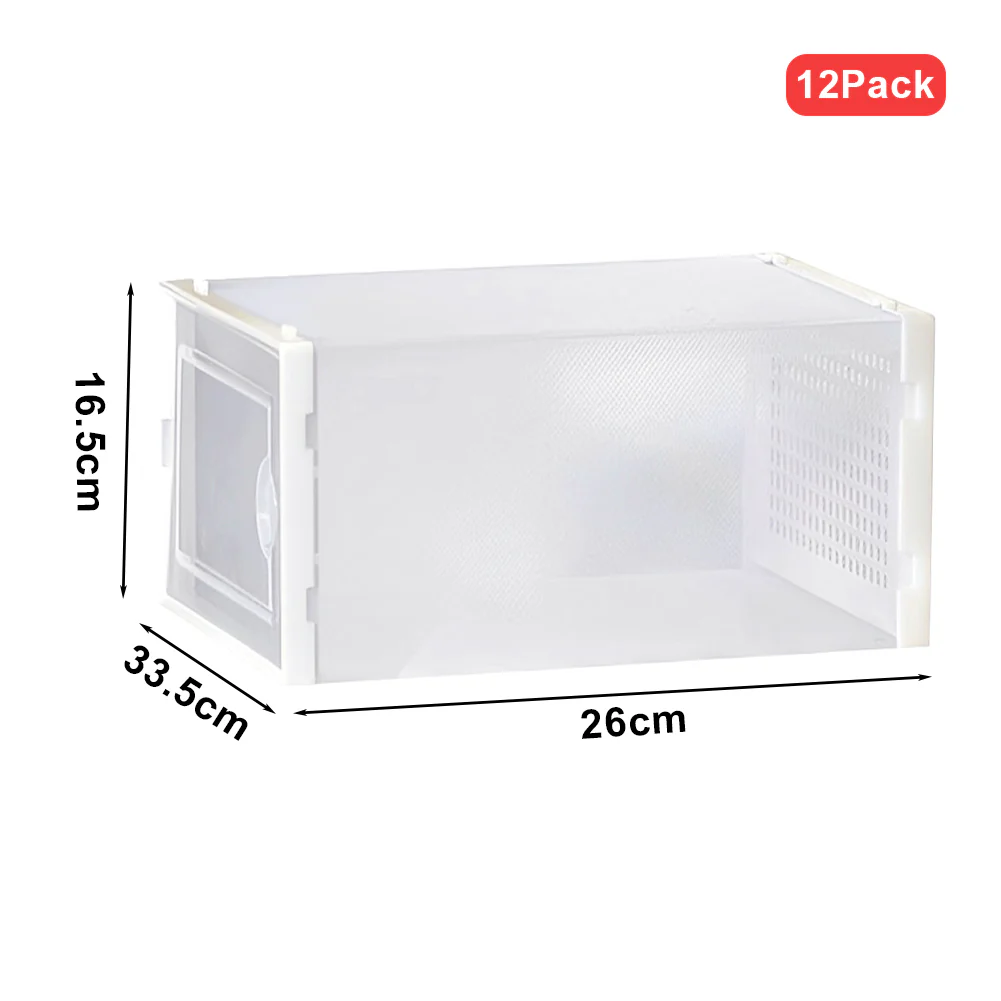 Lifeideas 12 Pack White Foldable Plastic Shoe Storage Boxes - Image 5
