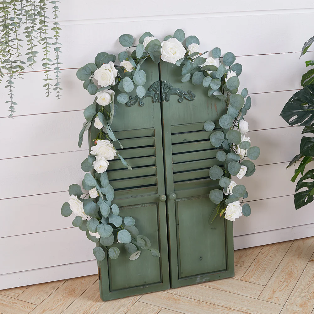 Lifeideas 185cm Artificial Rose Eucalyptus Garland Vine Wall Hanging - Image 2