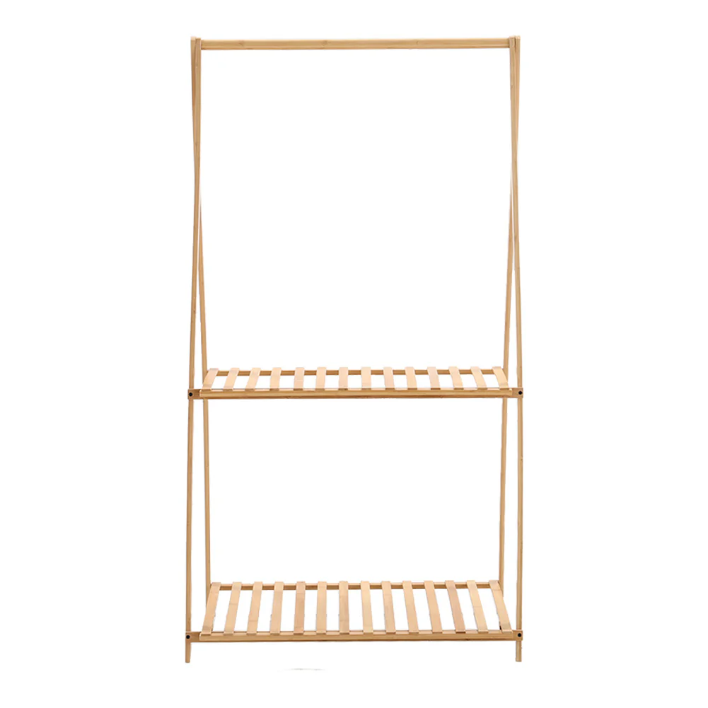 Lifeideas 2-Tier Bamboo Hanging Plant Stand Folding Planter Rack - Image 5