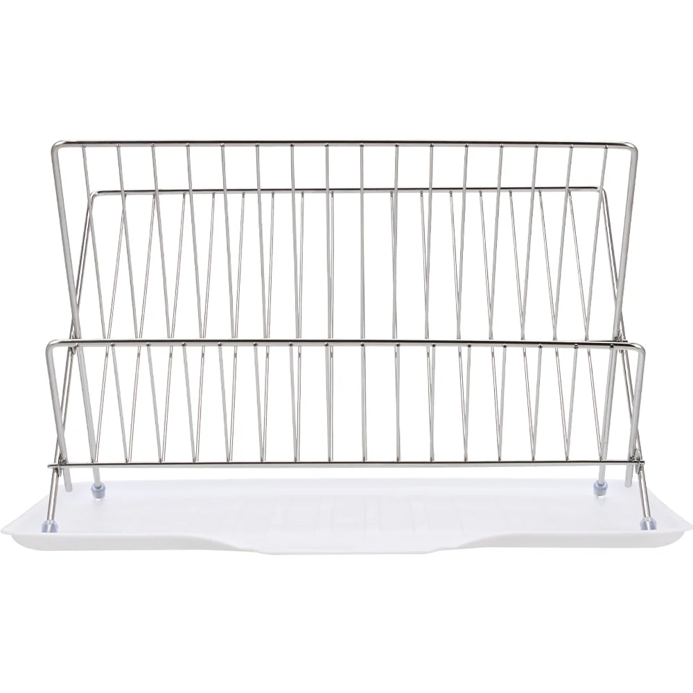 Lifeideas 2-Tier Foldable Countertop Dish Drying Rack with Drip Tray - Image 3