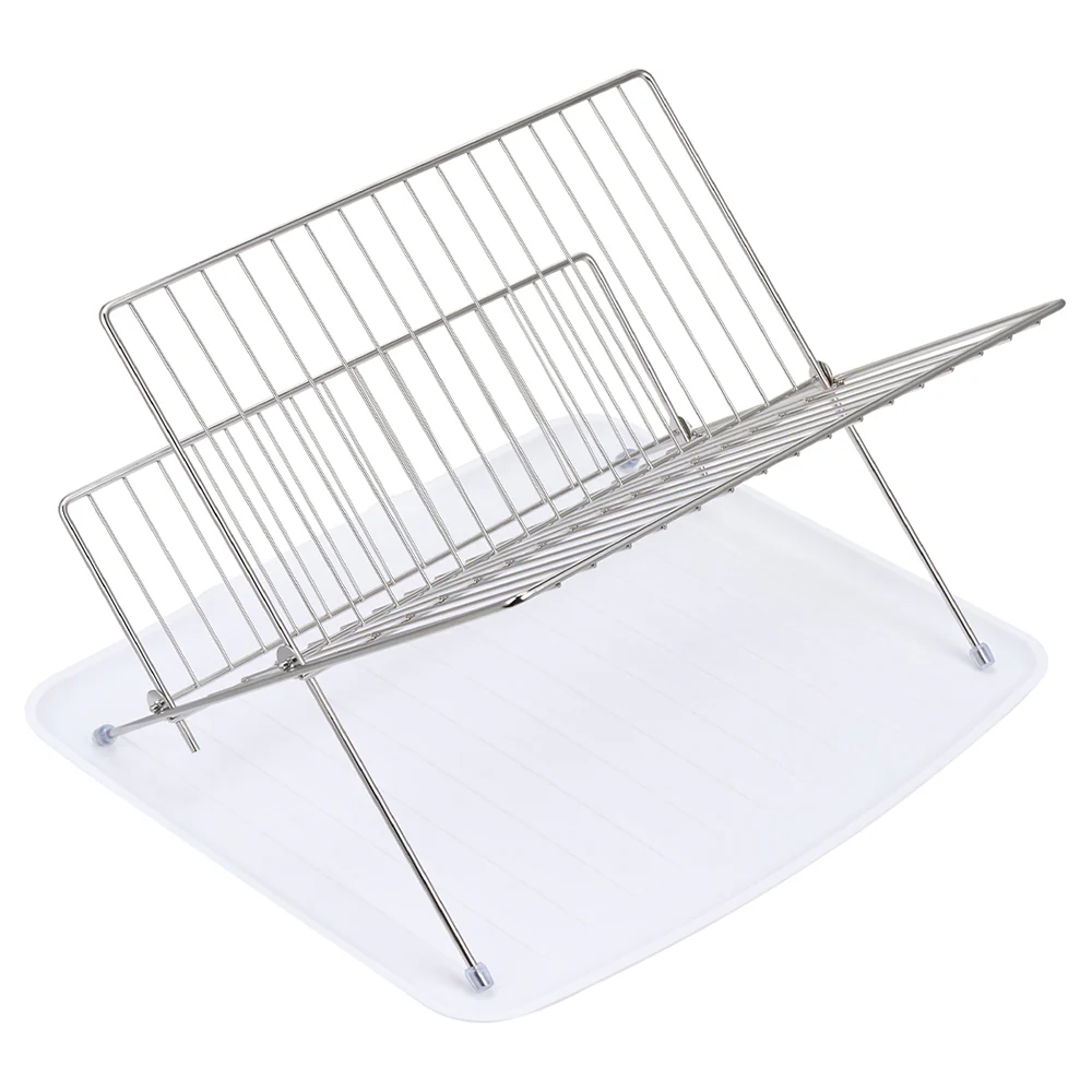 Lifeideas 2-Tier Foldable Countertop Dish Drying Rack with Drip Tray - Image 5