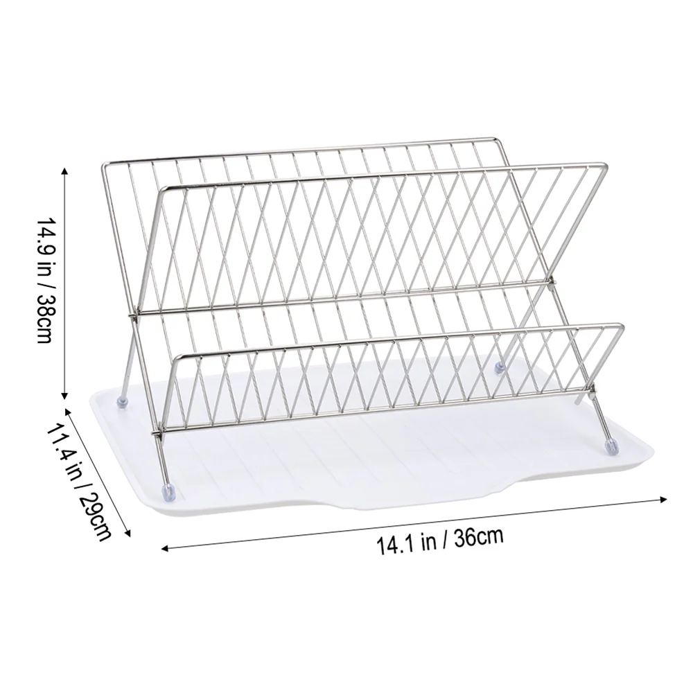 Lifeideas 2-Tier Foldable Countertop Dish Drying Rack with Drip Tray - Image 6