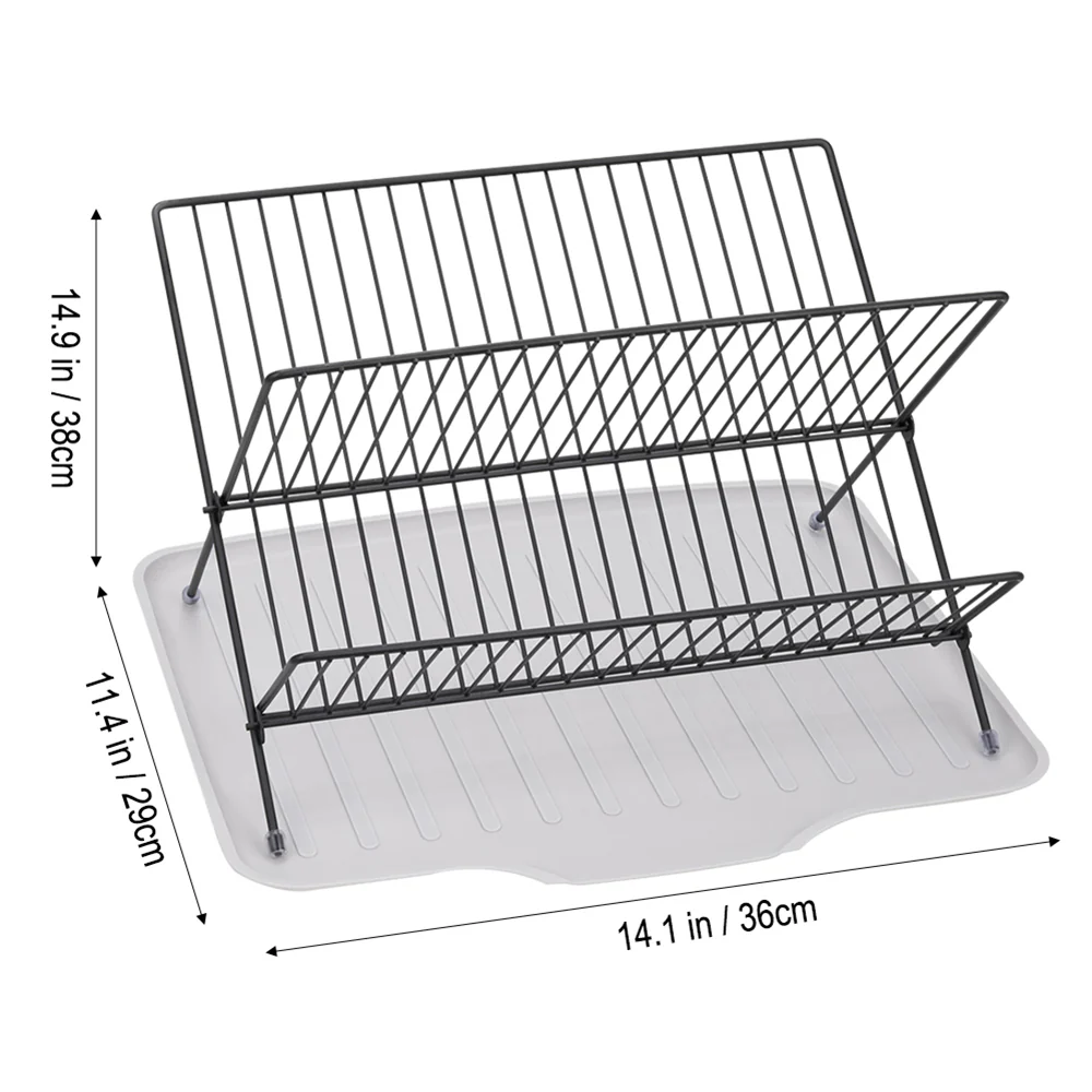 Lifeideas 2-Tier Foldable Countertop Dish Drying Rack with Drip Tray - Image 6