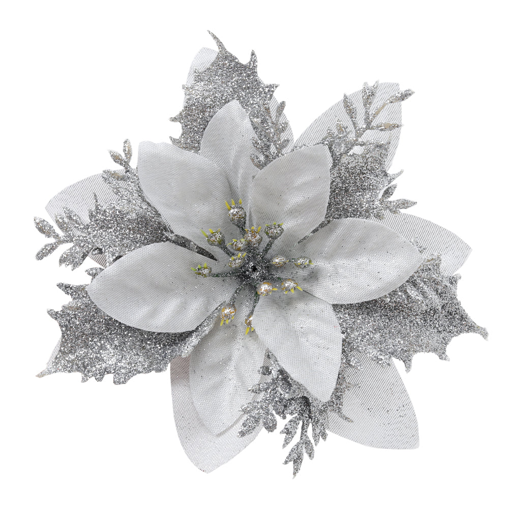 Lifeideas 24-Piece Artificial Poinsettia Christmas Tree Flowers Festive Xmas Ornaments - Image 7