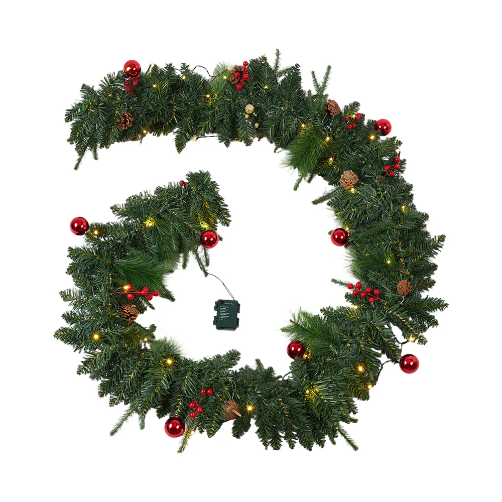 Lifeideas 270cm Artificial Christmas Garland Decorations with Lights - Image 3