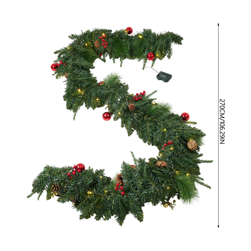 Lifeideas 270cm Artificial Christmas Garland Decorations with Lights - Image 6