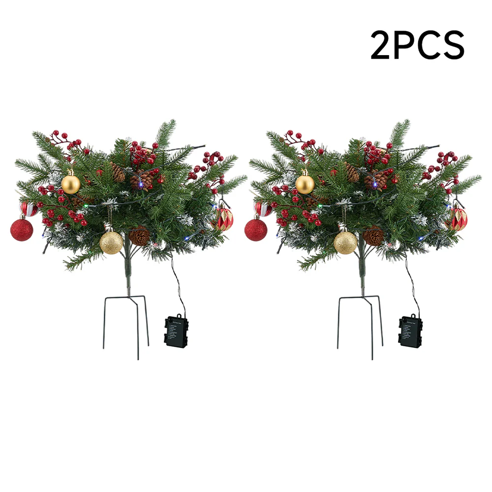 Lifeideas 2pcs Artificial Christmas Planter Bushes Decorations - Image 3