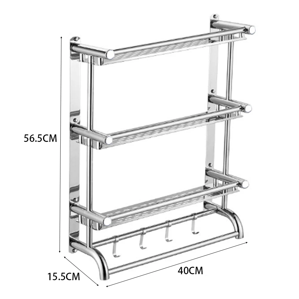 Lifeideas 3-Tier Stainless Steel Bathroom Storage Shelf Wall-Mounted Toilet Organiser - Image 3