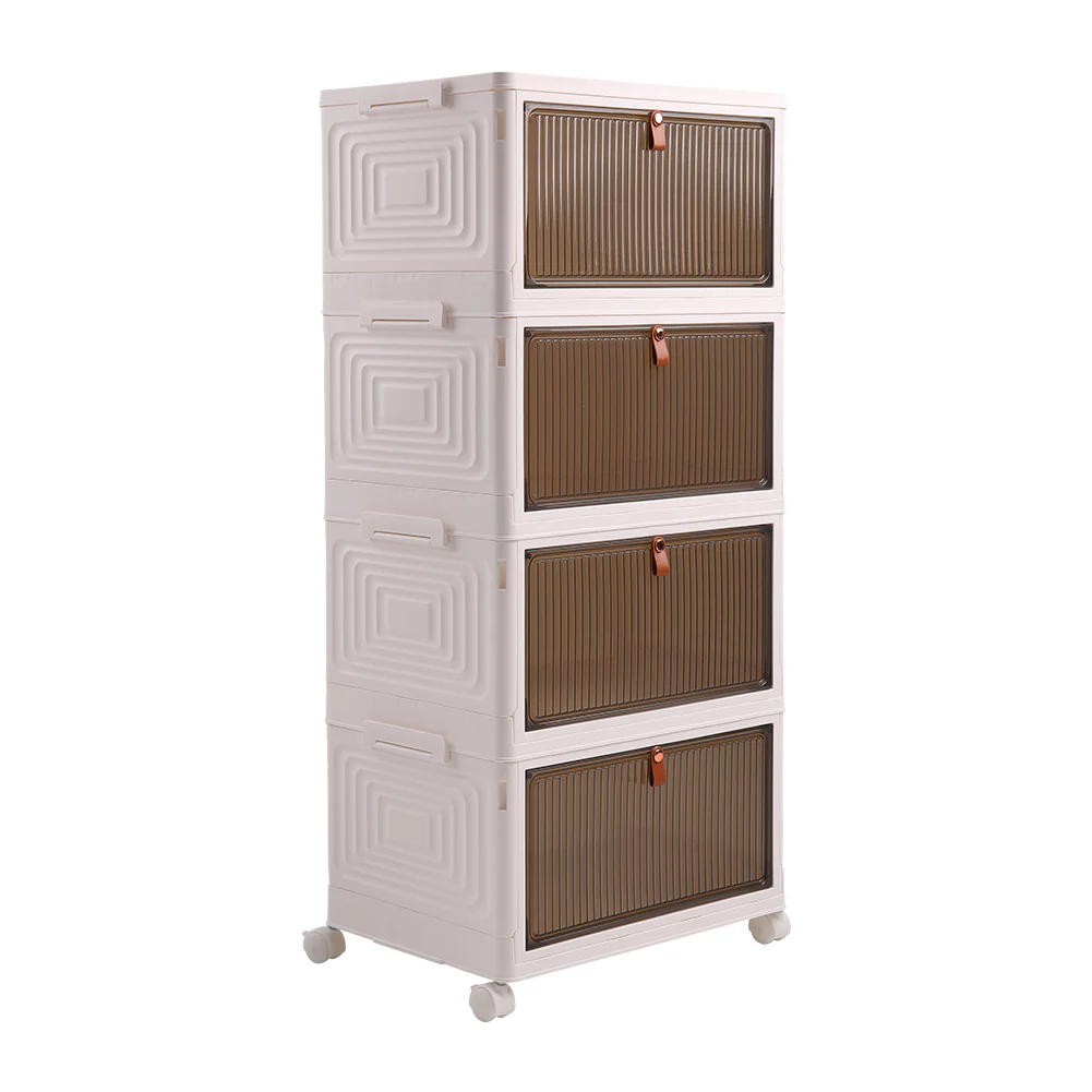 Lifeideas 4-layer Thicken Foldable Shoe Storage Box with Wheels - Image 4