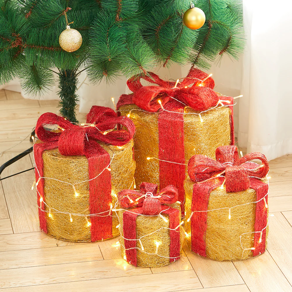 Lifeideas 4-Piece Christmas Gift Box Decorations With LED Lights - Image 2