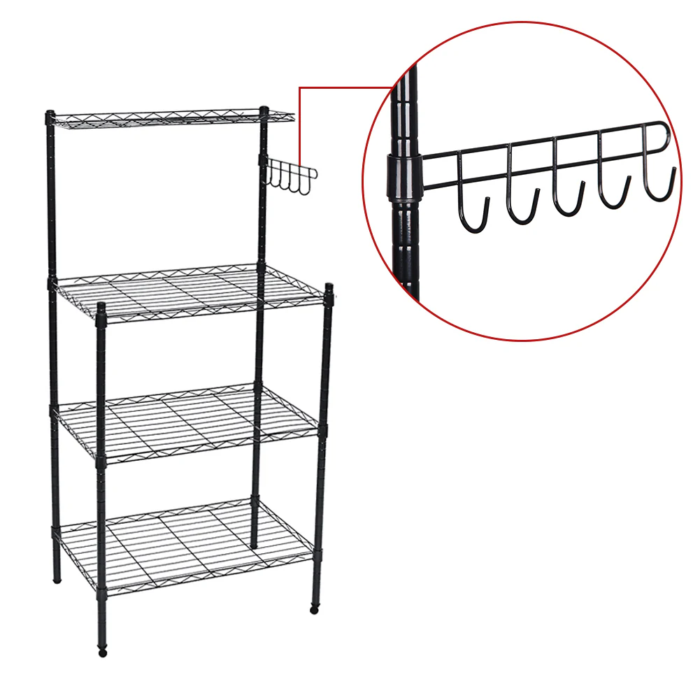 Lifeideas 4 Tier Black Metal Kitchen Storage Shelf Unit - Image 4