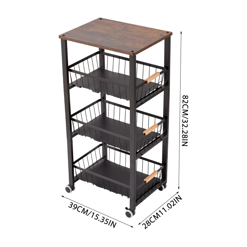 Lifeideas 4-Tier Kitchen Storage Trolley With Wheels - Image 3
