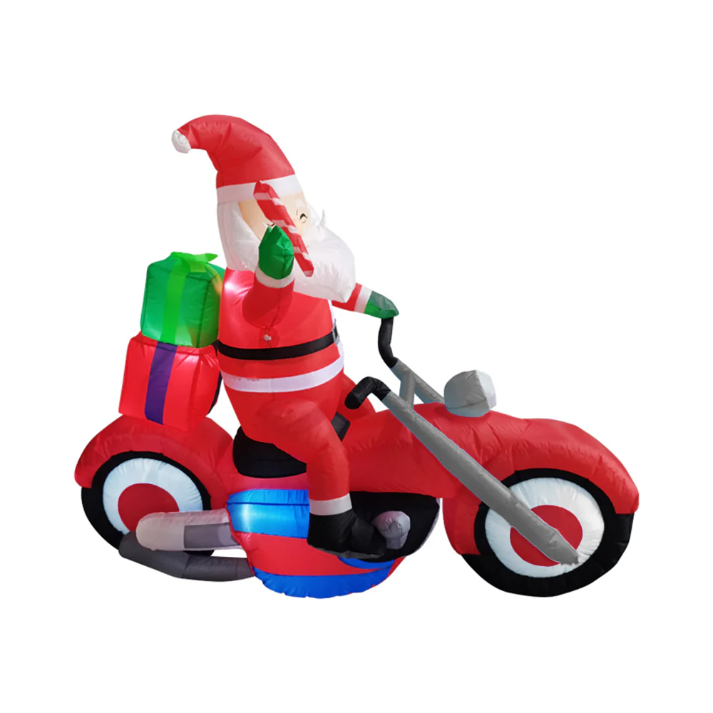 Lifeideas 6FT/1.8M Santa on Motorbike Christmas Inflatable Decoration with LED Lights - Image 4