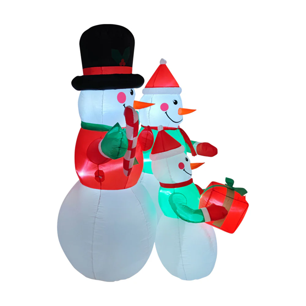 Lifeideas 6ft Christmas Inflatable Snowman Family Decoration with LED Lights - Image 3