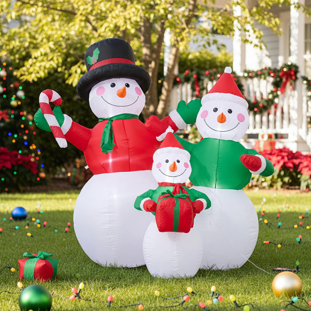 Lifeideas 6ft Christmas Inflatable Snowman Family Decorations with LED Lights - Image 3