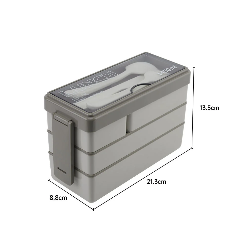 Lifeideas Bento-Style Plastic Lunch Box with Cutlery 3-Layer - Image 8