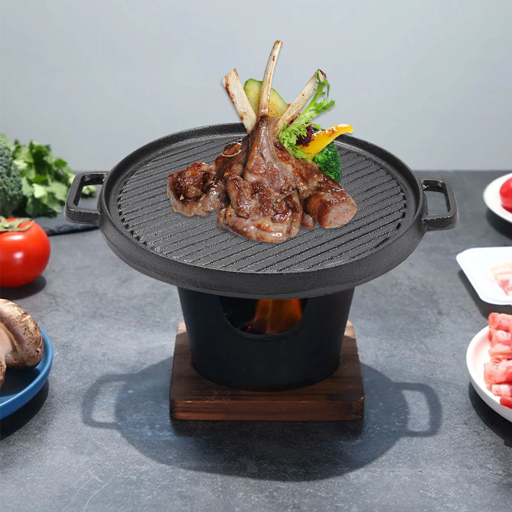 Lifeideas Black Cast Iron Grill Pan with Handles - Image 2