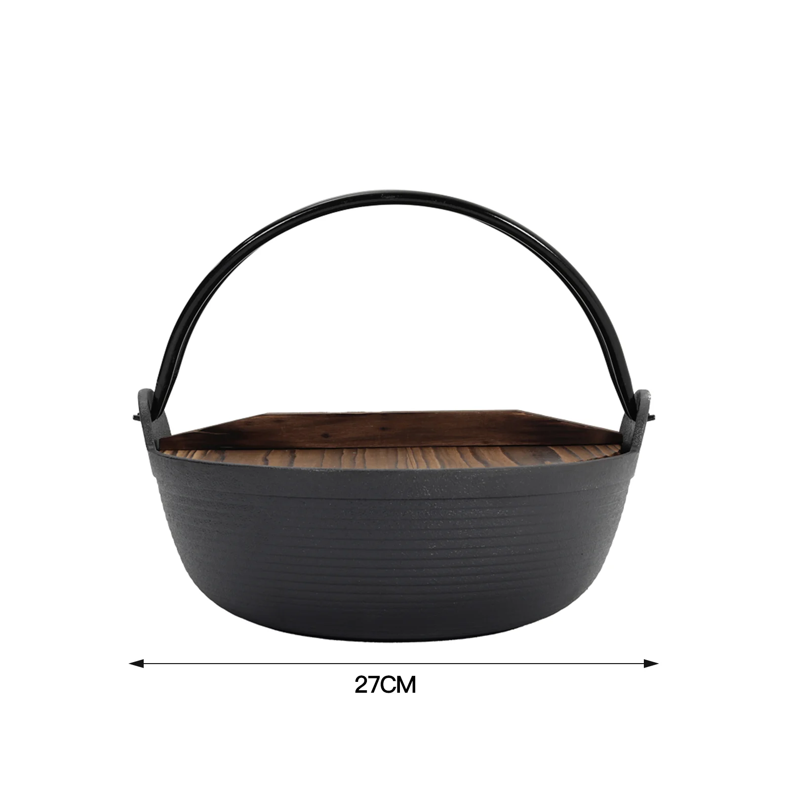 Lifeideas Cast Iron Pot With Wooden Lid For Campfire Cooking - Image 2