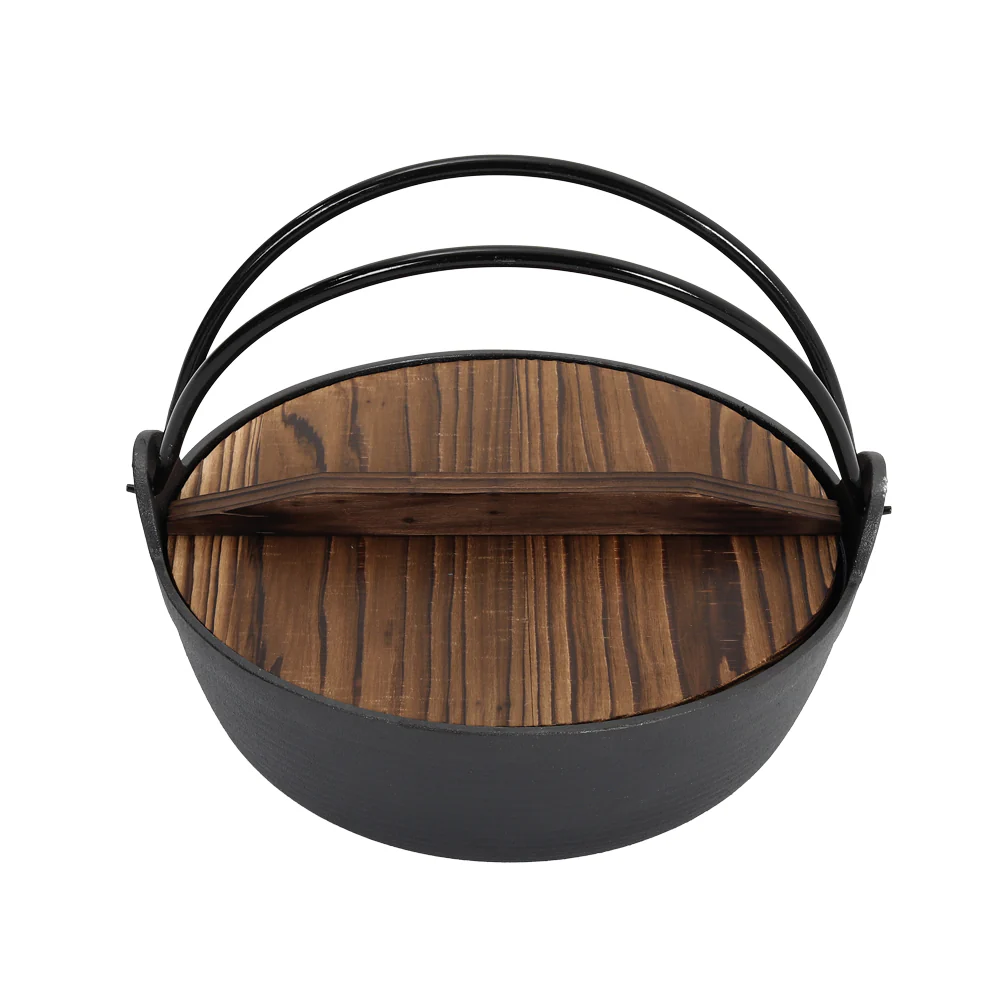 Lifeideas Cast Iron Pot With Wooden Lid For Campfire Cooking - Image 3