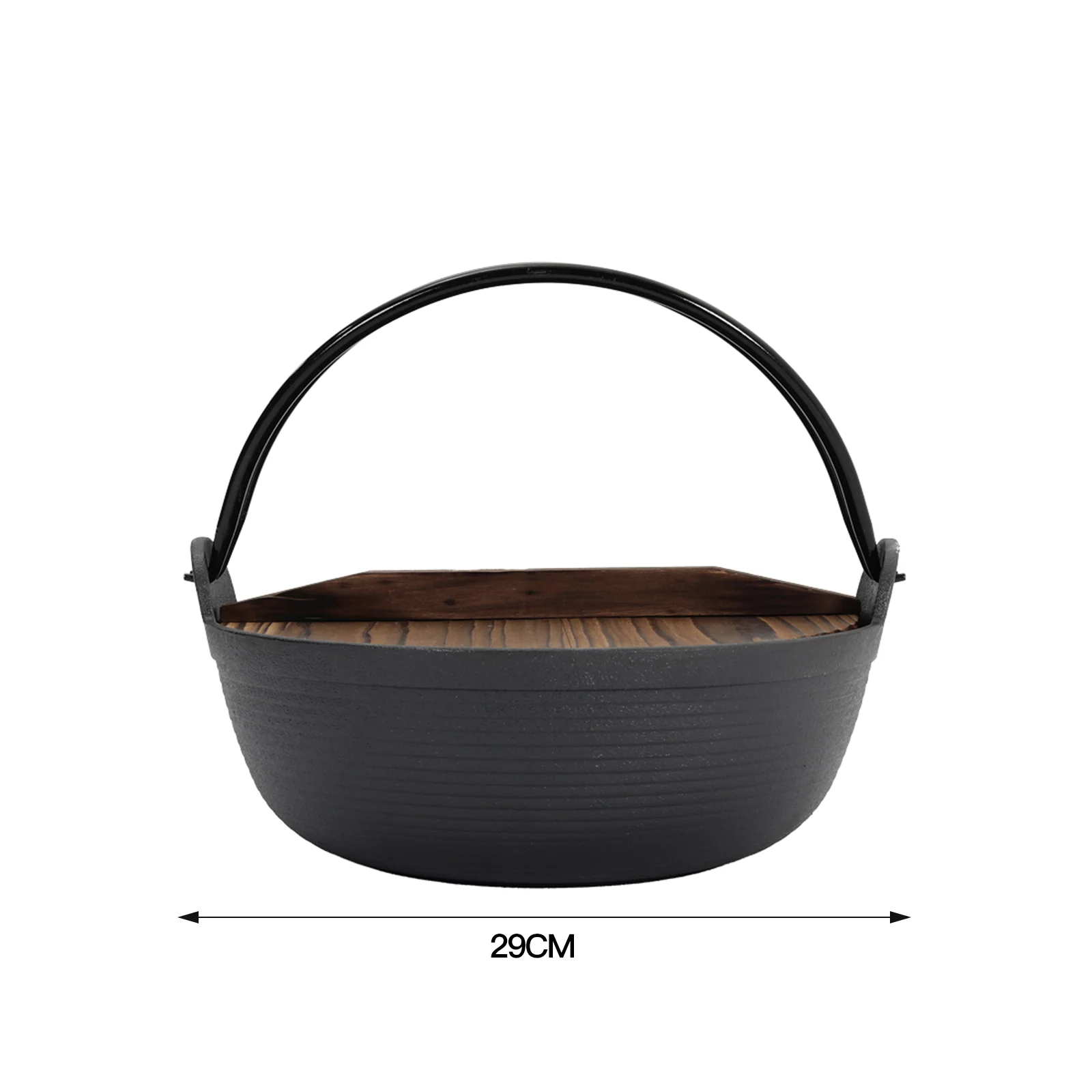 Lifeideas Cast Iron Pot With Wooden Lid For Campfire Cooking - Image 4