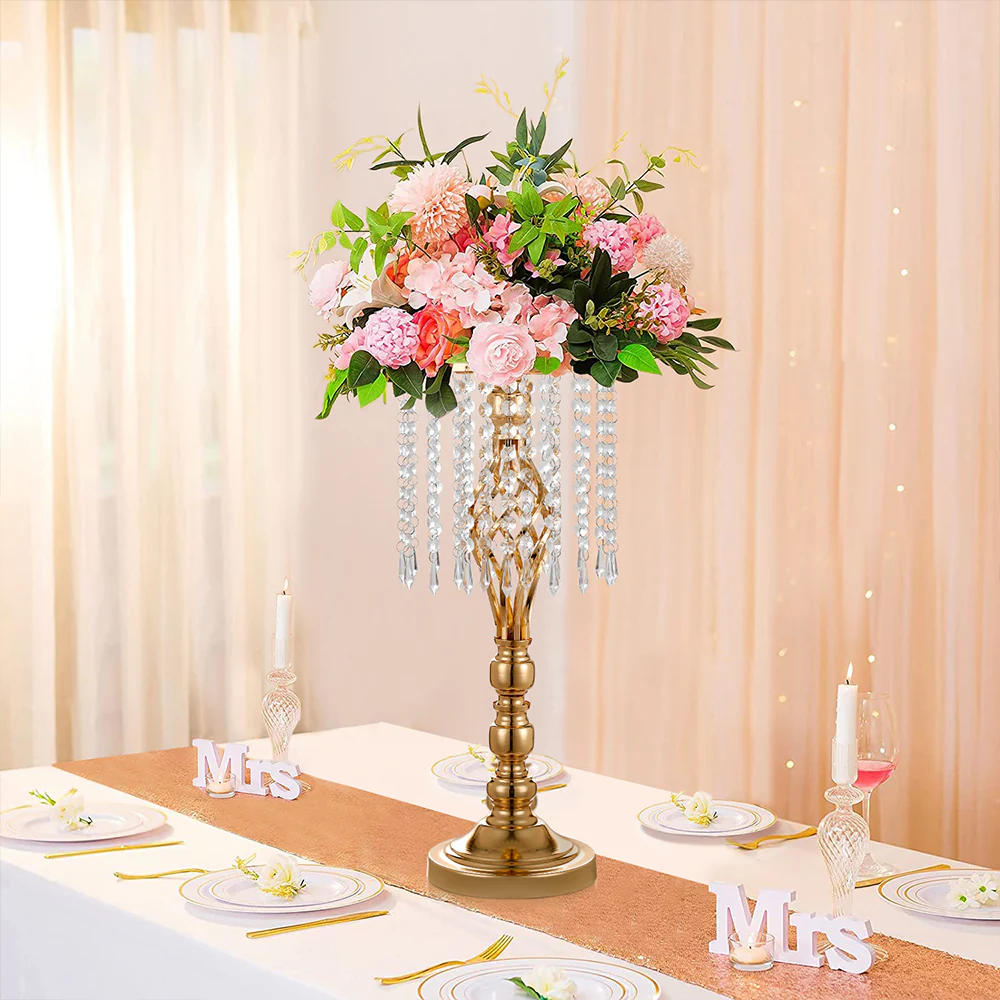 Lifeideas Crystal Metal Vase Table Centerpiece - Image 2
